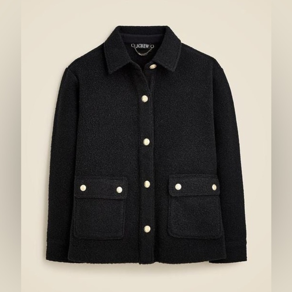 J.CREW black Bouclé shirt-jacket size S